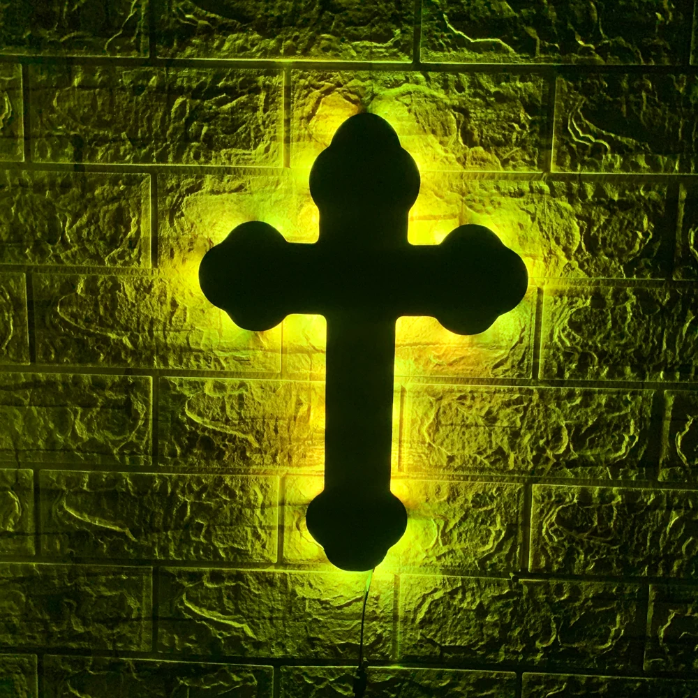 

ZK30 Cross Creative Luminous Color Changing LED Wall Lamp Indoor Bar Decoration USB Remote Control Night Light