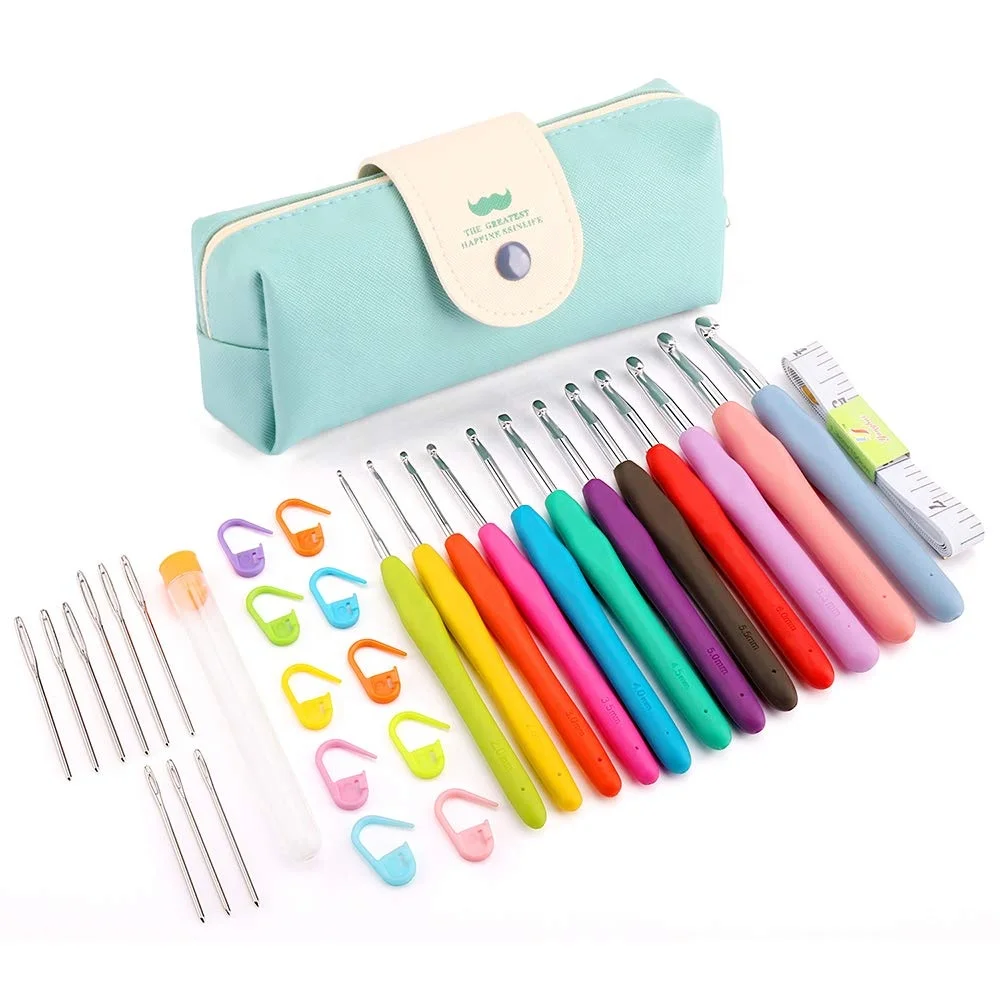 

Hot sale 35 Pack Crochet Hooks Set Ergonomic Soft Handles - Aluminum Needles - Knitting Needle - 2.0mm-8.0mm, Best Gifts for Mom