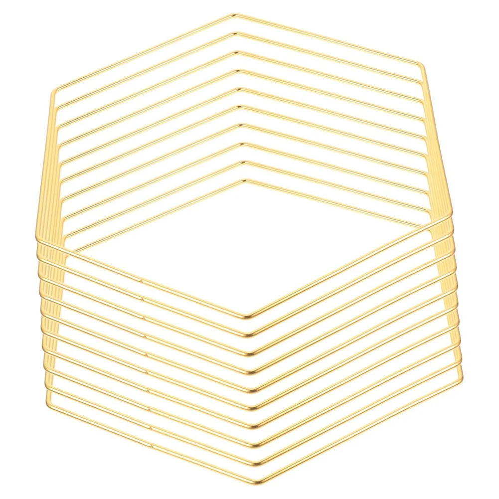 DT38 10pcs Hexagonal Dream Catcher Frame Wedding Wreath Decor Supplies Golden Decor Centerpiece