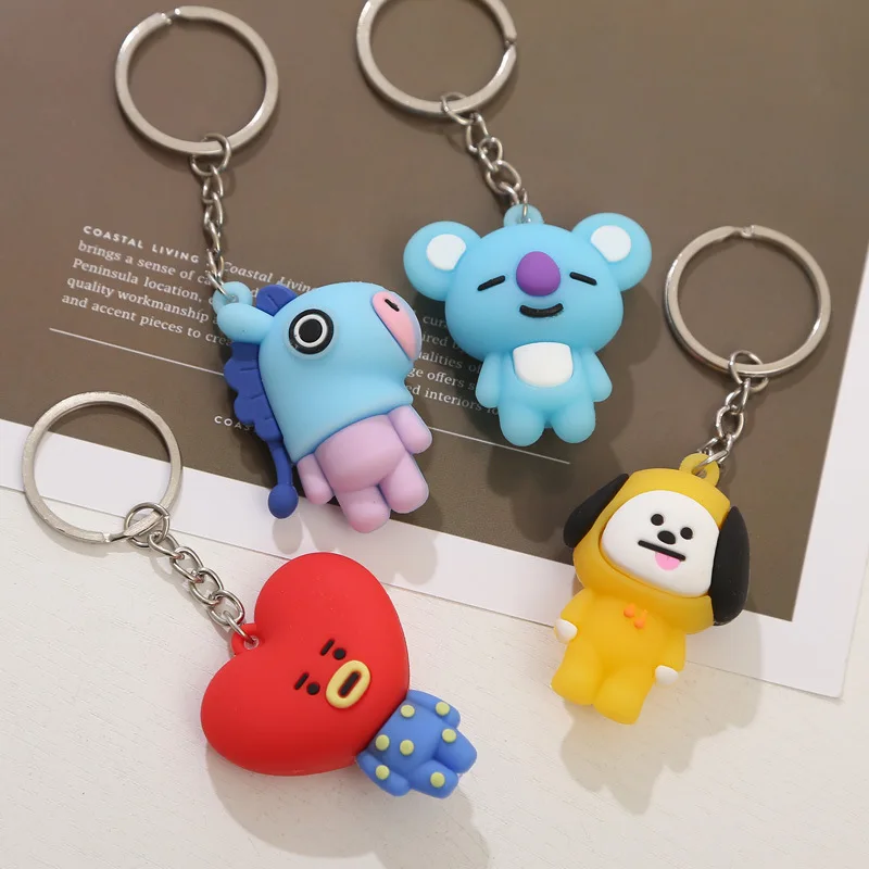 New Full Range of Kawaii Bt21 Cartoon Doll Keychain Pendant Live Tata Cooky Chimmy Creative High-Quality Ornaments