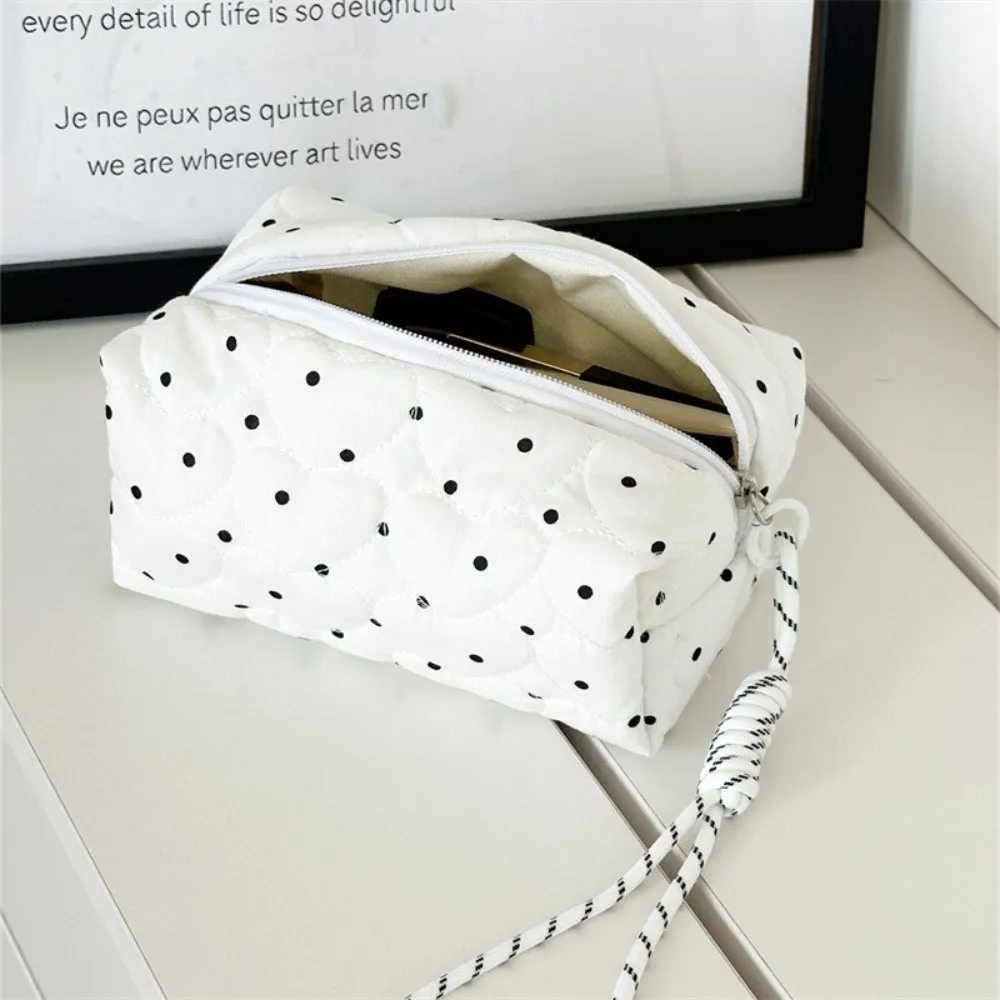 Fashion Quilted Polka Dot Makeup Bag Ultralight Large Capacity Travel Lipstick Bag Portable Cosmetic Pouch