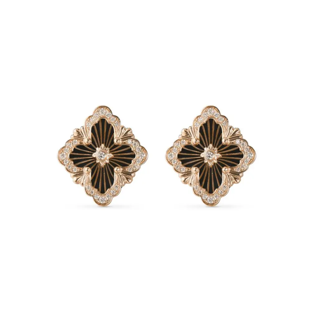 Classic ltalian Retro Stud Earrings Four Leaf Earrings For Women Super Shining Delicate Flash Zircon Inlay  Accessories Gifts