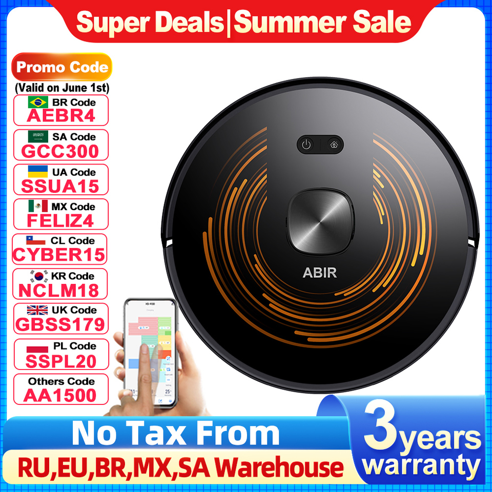  Robot Vacuum Cleaner ABIR X9,Laser Lidar,6500pa Suction,UV Cleaning, Multi-Floor Map,APP Restricted Area,Smart Home Wet Dry Mop 