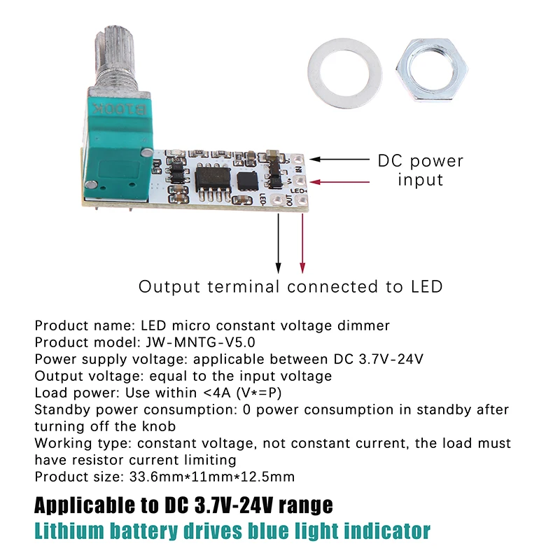 DC 3.7-24V LED Constant Voltage Dimmer Module With Switch Board Brightness Knobs Adjustment Advertising Word Light Box