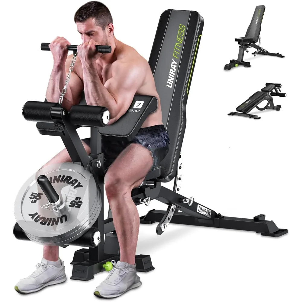 Banc de musculation réglable avec extension de jambe rapide, banc d'entraînement pour la salle de sport à domicile, capacité de 1200 lb