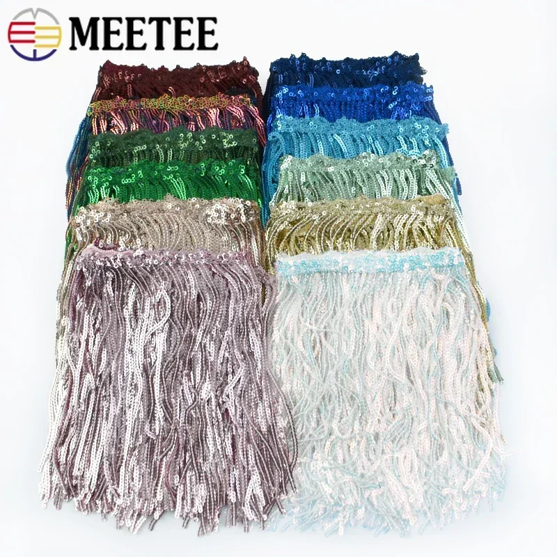 

1-10Yards 17cm Sequins Tassel Fringe Latin Dress Lace Trims Fabric Wedding Cothes Ribbons DIY Party Sewing Accessories