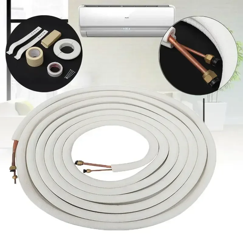 10 Meter Air Conditioner Pair Coil Tube 1/4'' 3/8'' Insulate Copper Aluminum Pipe Split Line Wire Home Air Conditioner Parts