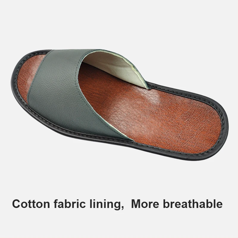 Big sizes Genuine Cow Leather Slippers Homes in indoor slipper summer open toe sandals men women elderly casual Slides shoes