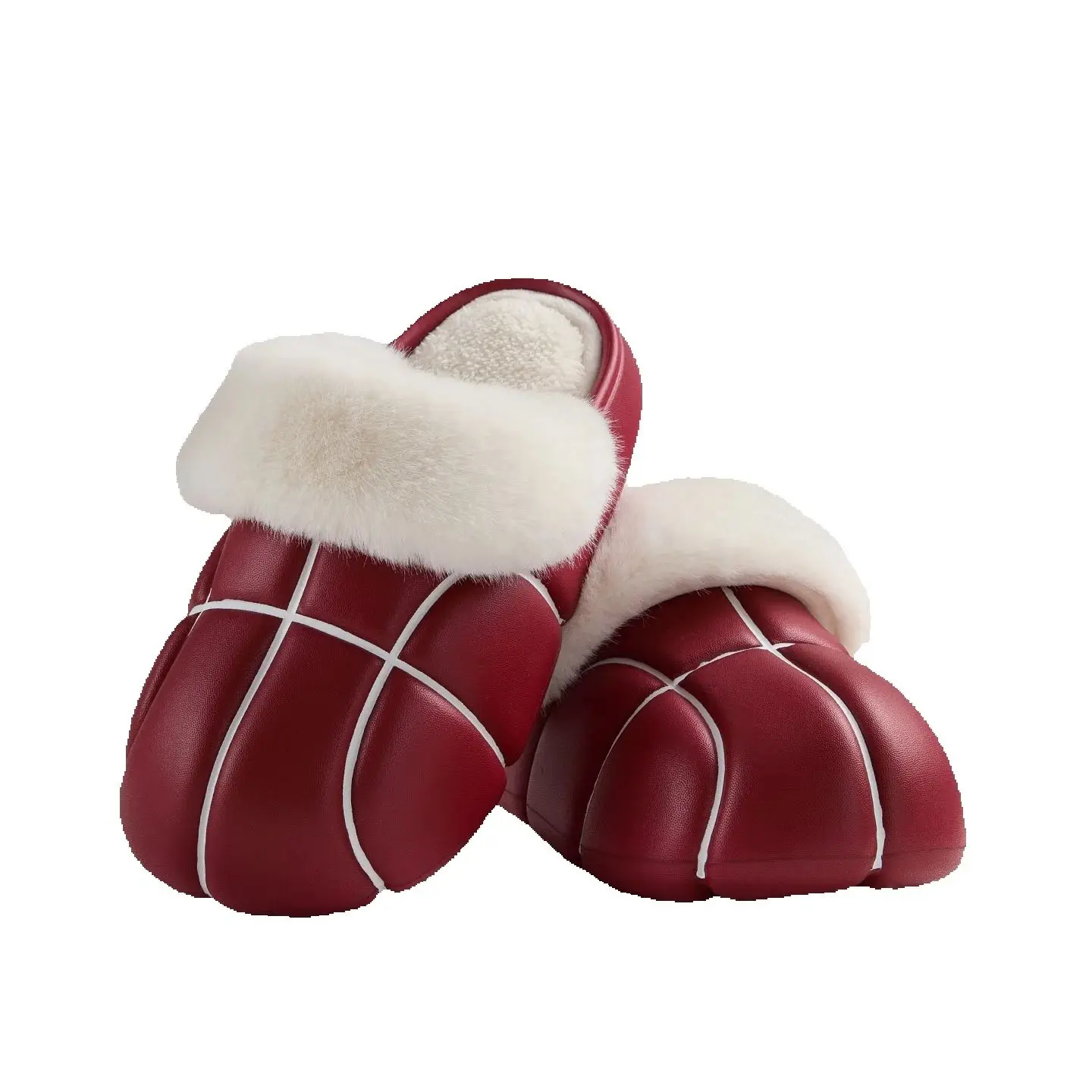 

Creative Basketball Winter Slippers for Women Plush Collar Mules Indoor Shoes Unisex Home Flip Flops Waterproof