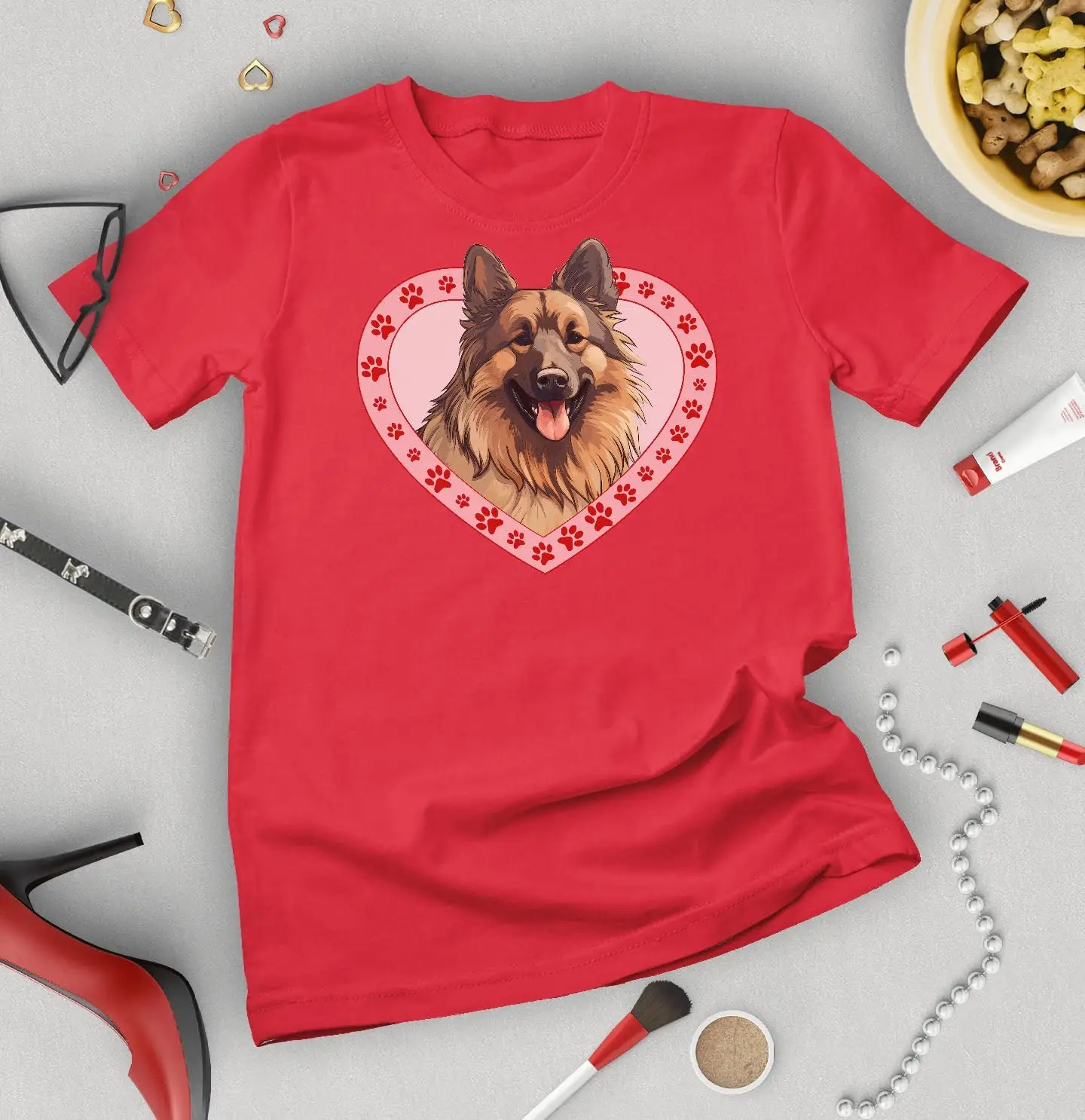 Belgian Tervuren Mens or Womens Dog Valentine T Shirt