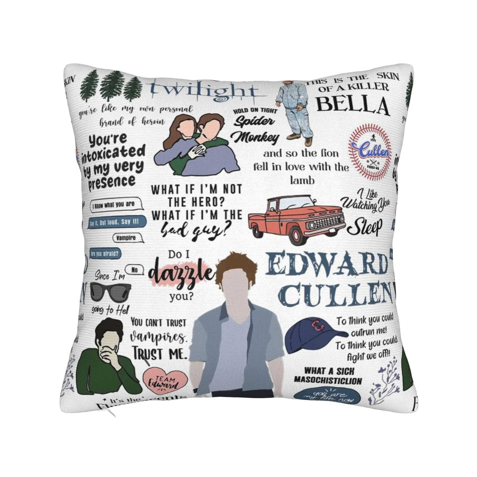 Twilight Edward Cullen Bella Pillowcase Soft Polyester Cushion Cover Decor  Pillow Case Cover Home Zippered 18