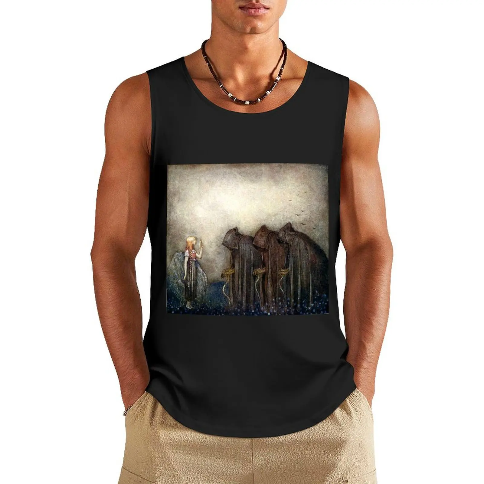 The Gold Key - John Bauer Tank Top Sports clothing bodybuilding Vests Men's sleeveless