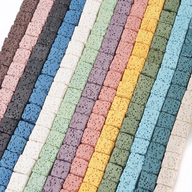 Naturalny kamień lawowy z wulkanu, kostka, kwadratowy, 8mm, luźne elementy do rękodzieła, zestaw koralików do wyrobu biżuterii, akcesoria do zawieszek DIY. — zdjęcie 4