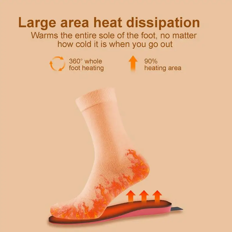 Heated Rechargeable Insoles 2000Mah Heating Insoles Remote Control Foot Warmer Insoles Shoe Inserts Washable Warm Insoles for