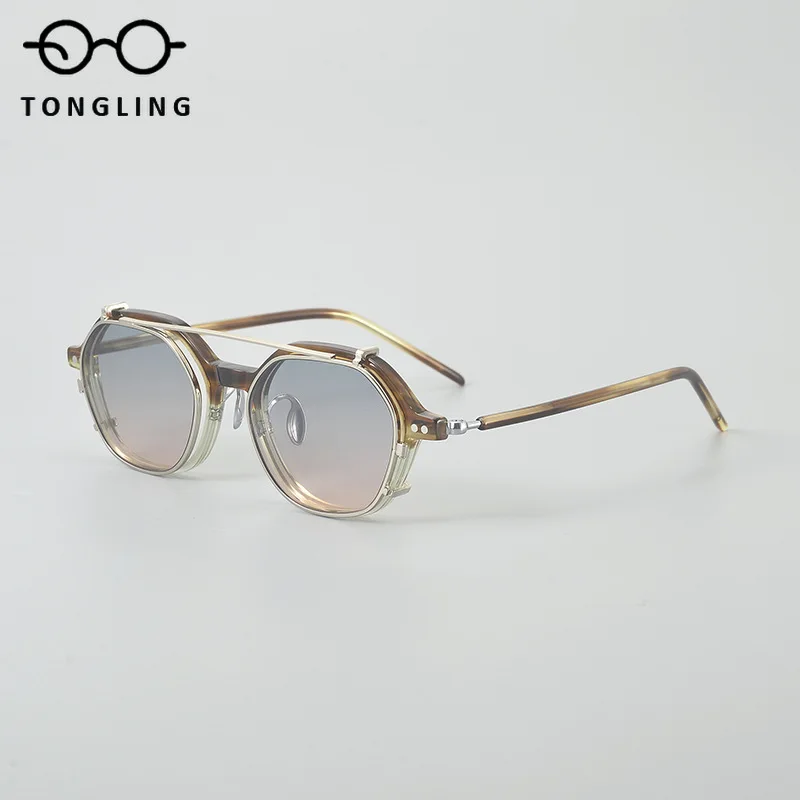 2026 HighQuality Women Handmade Acetate Titanium  Glasses Detachable Two-in-One Clip-Style Men Outdoor Driving Unique Sunglass