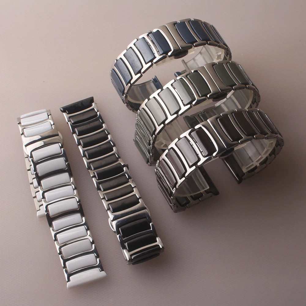 

Ceramic Watch Strap with stainless steel 20mm 22mm For Samsung Galaxy huawei Watch gt2 quartz watches bands Blue Green Polished