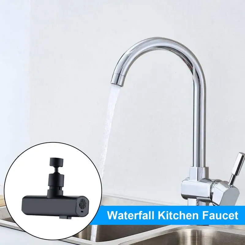 Waterfall Kitchen Faucet Waterfall Kitchen Faucet With Multi-Function Rotatable Faucet Spout 360 Degree Pull-Down Sprayer