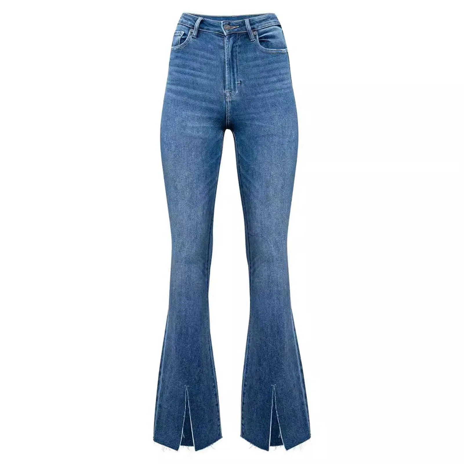 Women'S Wide Leg Split Elegant High Waist Temperament Commuter Jeans Stretch Boot Cut Jeans Y2k Hip-Lifting Denim Flared Pants