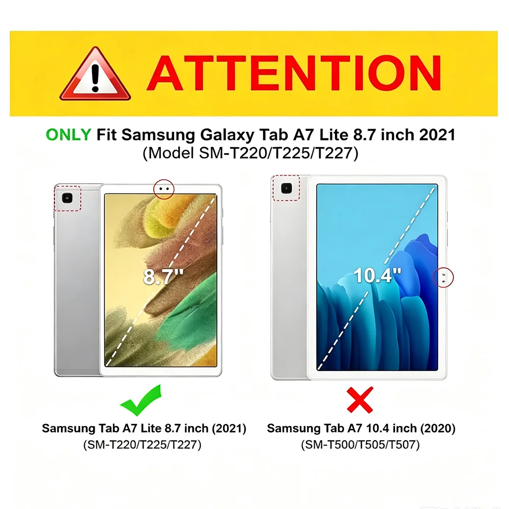Case for Samsung Galaxy Tab A7 Lite 8.7(SM-T220/T225/T227), Protective Tablet Cover with Bracket，Duty Rugged Protective Cases