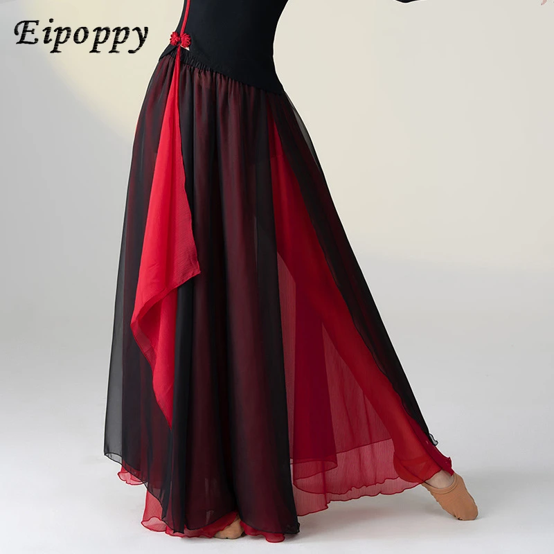 فستان رقص كلاسيكي نسائي ، زي رقص شينجيانغ أنيق ، فستان بنصف طول ، تنورة متأرجحة كبيرة