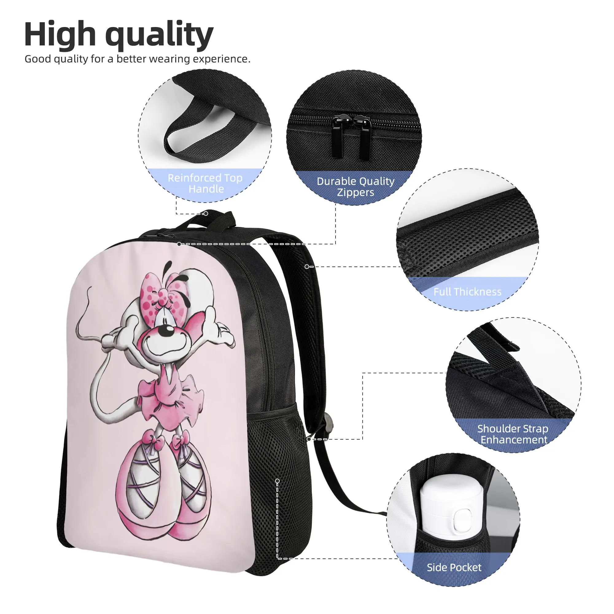 Cartoon D-Diddl Fashion Backpack Sports High School Work  Daypack for Men Women Laptop Computer Canvas Bags
