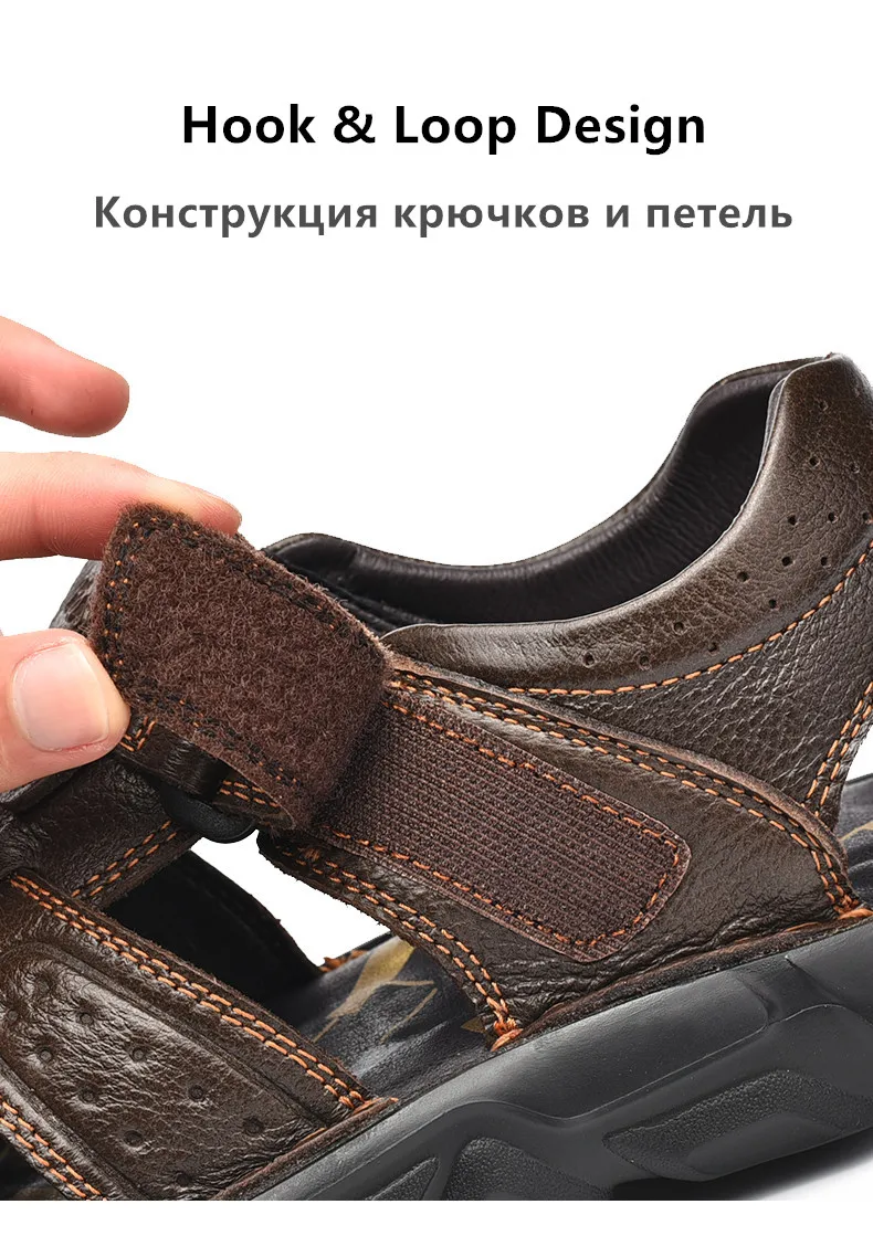 Echt leder Freizeit schuhe für Männer hochwertige klassische Herren Sandalen Sommer Outdoor Walking Herren Turnschuhe atmungsaktive Herren Sandalen – Detail 10