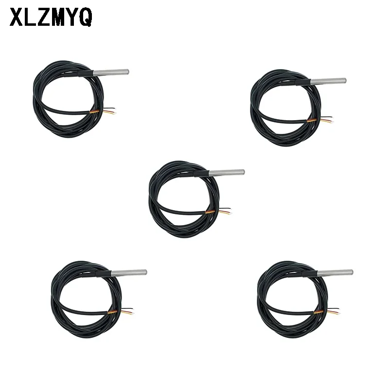 5pcs DS1820 Temperature Sensor Waterproof DS18b20 Temperature Probe 1M 2M 3M 5M Temperature Sensor 18B20 For Arduino DIY Kit