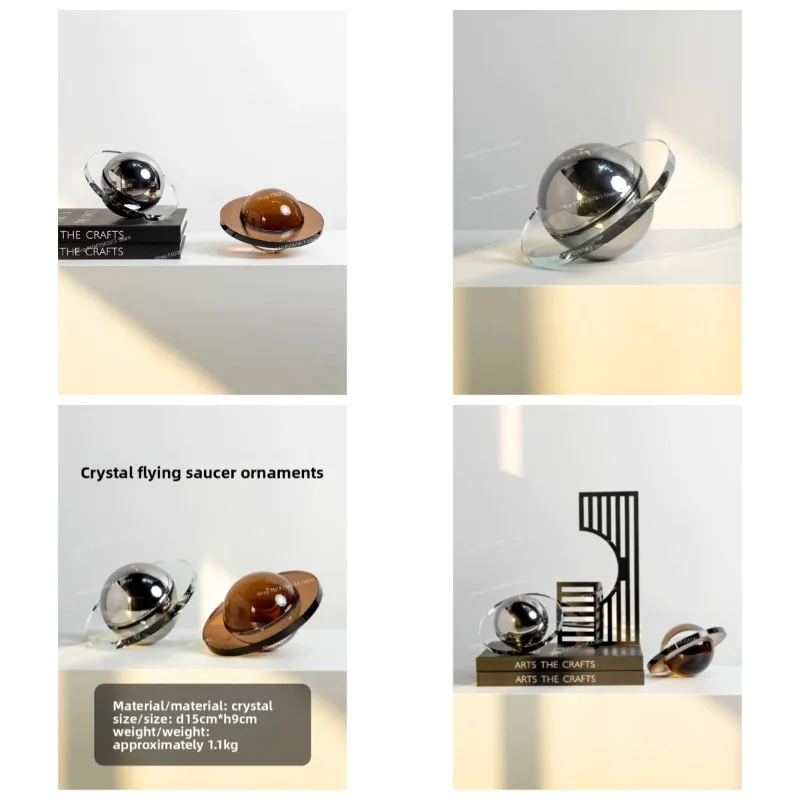 Crystal Flying Saucer Ornament: Soft Decoration for Home (Wine Cabinet/Living Room) & Commercial Spaces (Office/Hotel/Villa Mode