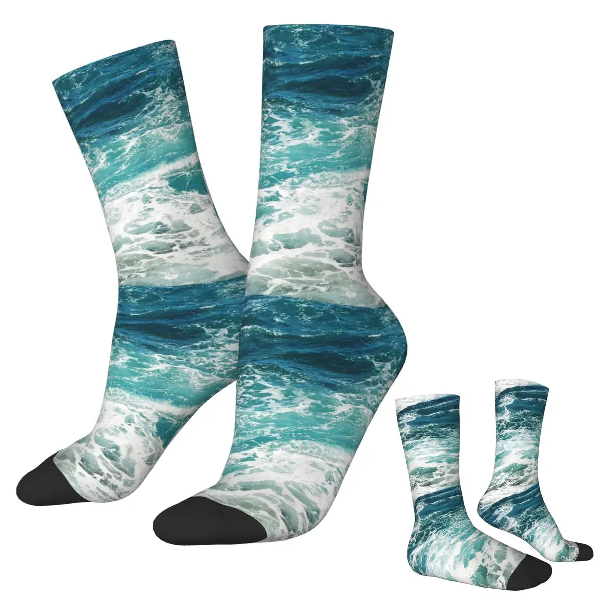 

Blue Ocean Waves Socks Harajuku Super Soft Stockings All Season Long Socks Accessories for Man's Woman's Birthday Present