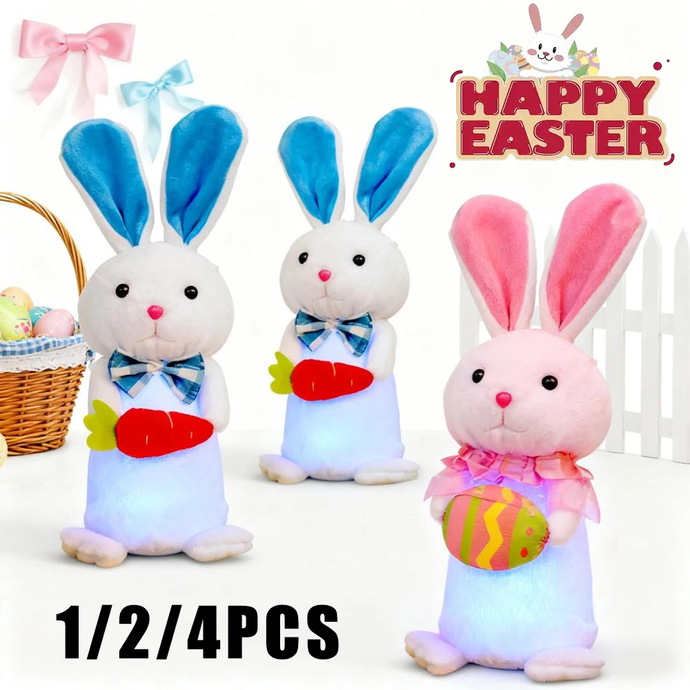 Lapin de pâques lumineux, décorations lumineuses, jouet en peluche pour vacances de noël, idées cadeaux de fête mignonnes, décor de table pour la maison