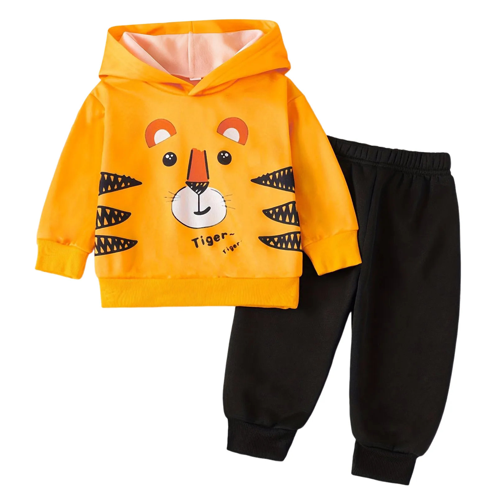 

Girls Cute Sweatpants Spring Fall Fleece Hooded Long Sleeve Top With Cartoon Tiger Print For Baby Boys With Outfits Girls 4t