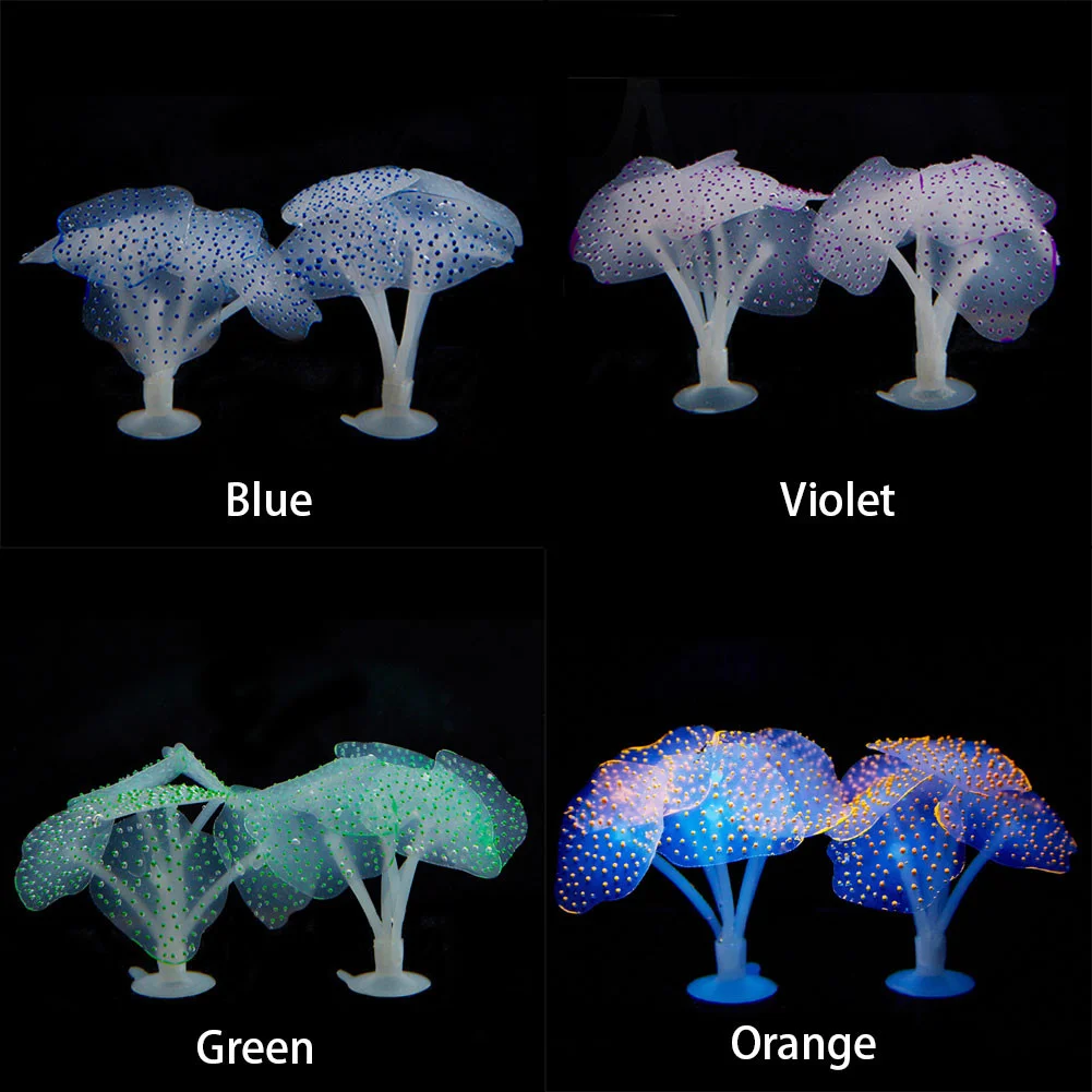 1Pcs Luminous Anemone Artificial Plant Aquarium Decor Plastic Underwater Weed Grass Fish Tank Decoration - view 5