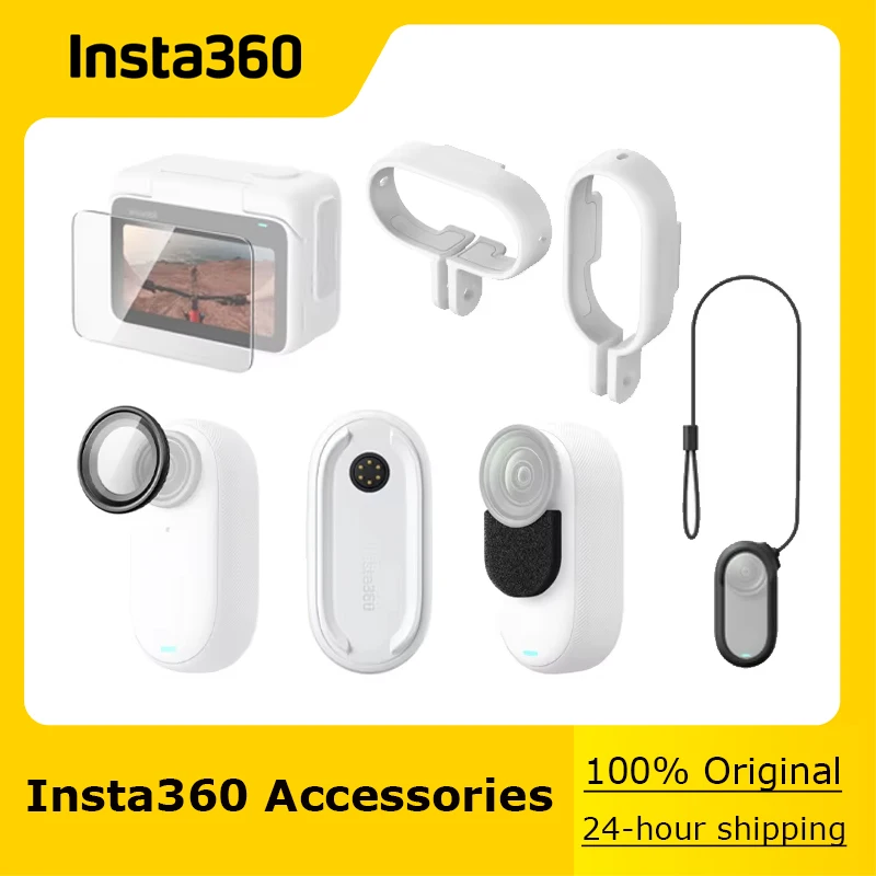 Insta360 GO3S Official Accessories - Screen Protector/Lens Guard/Magnet Pendant Safety Cord/Mic Wind Muff/Quick Reader