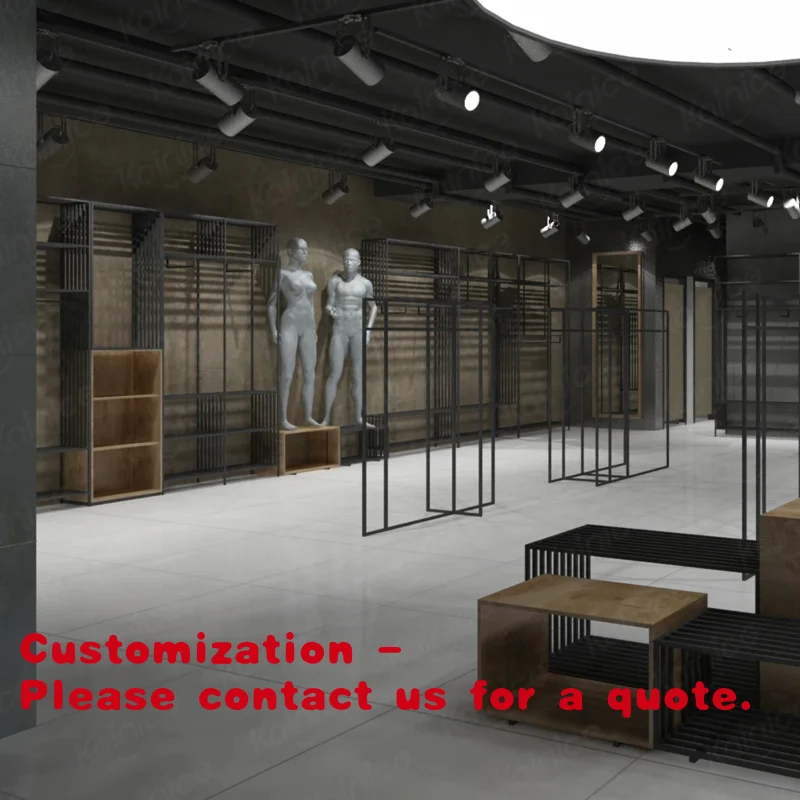 

Customize.Kainice Stainless Steel Floor Type Display Rack Iron Pillar Men's Clothing Rack with Belt Display Store Clothes