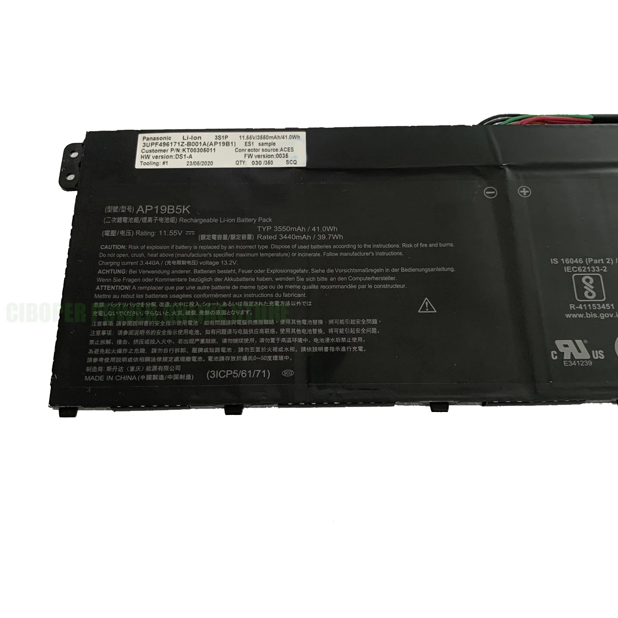 CP Genuine Laptop Battery AP19B5K AP19B8K 11.55V/41Wh/3550mAh For Aspire A314 A315 A317 series laptop