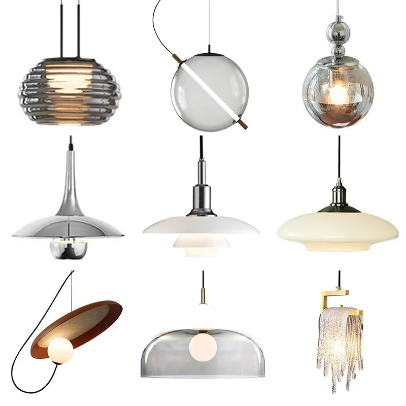 Glass chandelier modern simple living room dining room bar island table design decorative