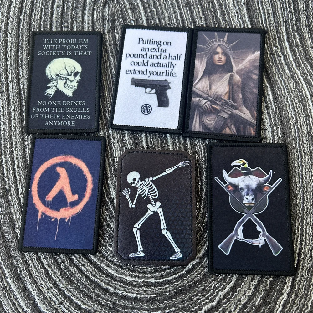

Skeleton Skull Morale Badge Angel Girl Printed Tactical Sticker Death Warning Armband Outdoor Equipment Morale Backpack Logo