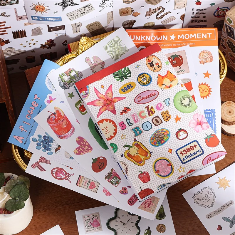50-Piece Die-Cut Sticker Collection, Animal, Plant, and Fruit Themed Scrapbook Sticker Book, Fun and Creative DIY Decoration Stickers for Journals and Water Bottles
