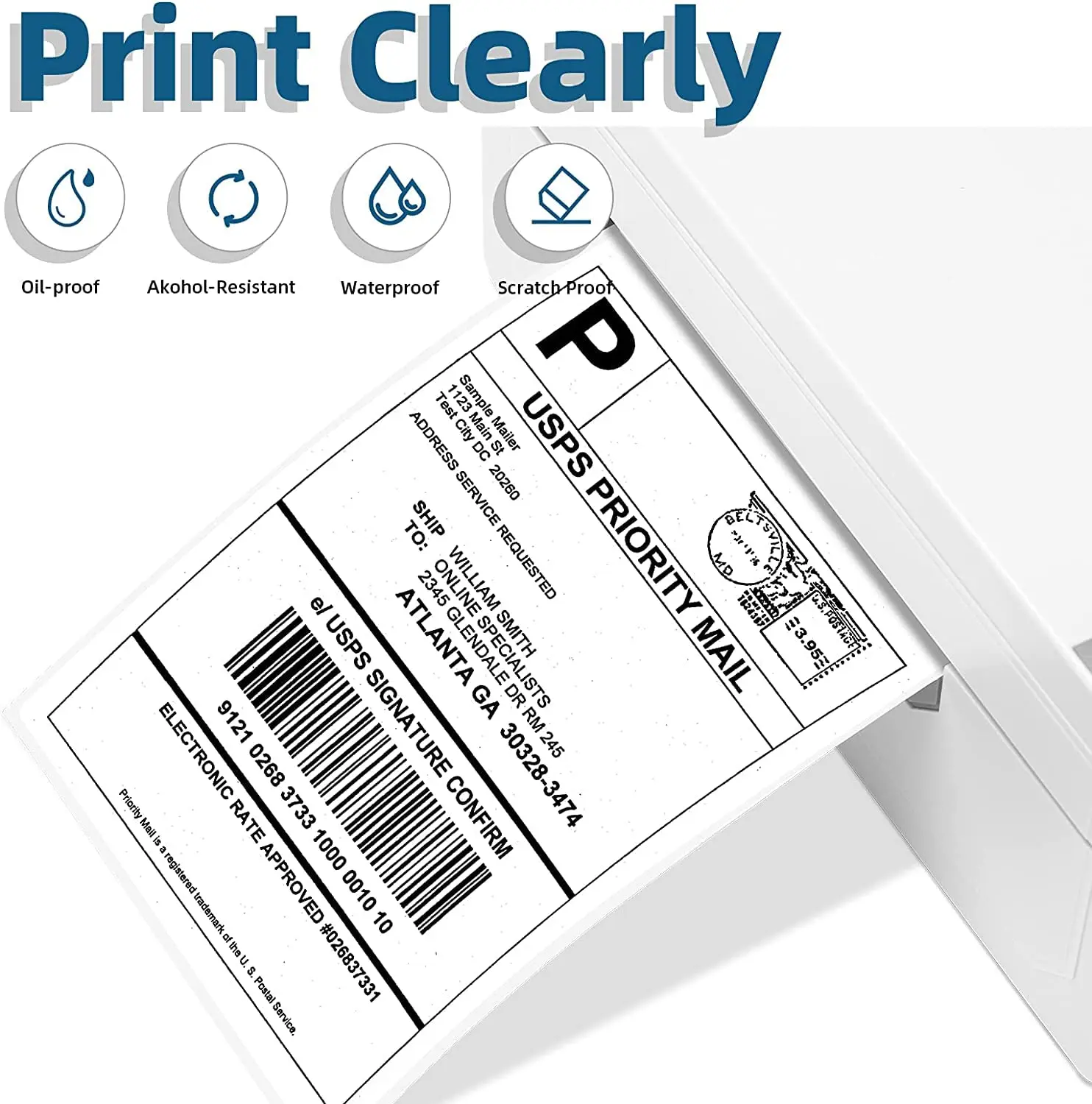 100/500 Blatt Phomemo Thermo-Etikettenaufkleber 100 x 150 mm Versandetiketten für Porto-Barcode, kompatibel mit PM241 PM246S Drucker – Detail 2
