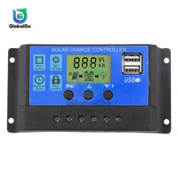 10A 20A 30A PWM Solar Charge Controller 12V/24V Intelligent LCD Display Solar Regulator Battery Charger with Dual USB 5V