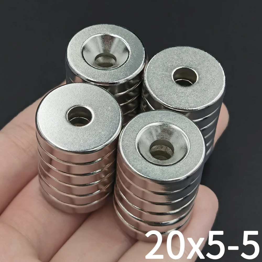 2/5 Pcs 20x5-5 Neodymium Imanes 20mm X 5mm Hole 5mm NdFeB N35 Round Super Powerful Strong Permanent Magnetic Imanes Disc image 3