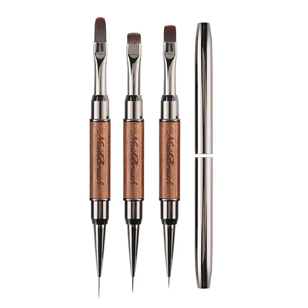 Poteau en bois de santal, brosse professionnelle à double extrémité pour revêtement d'ongles, stylo de peinture pour Nail Art, Application d'ongles en Gel