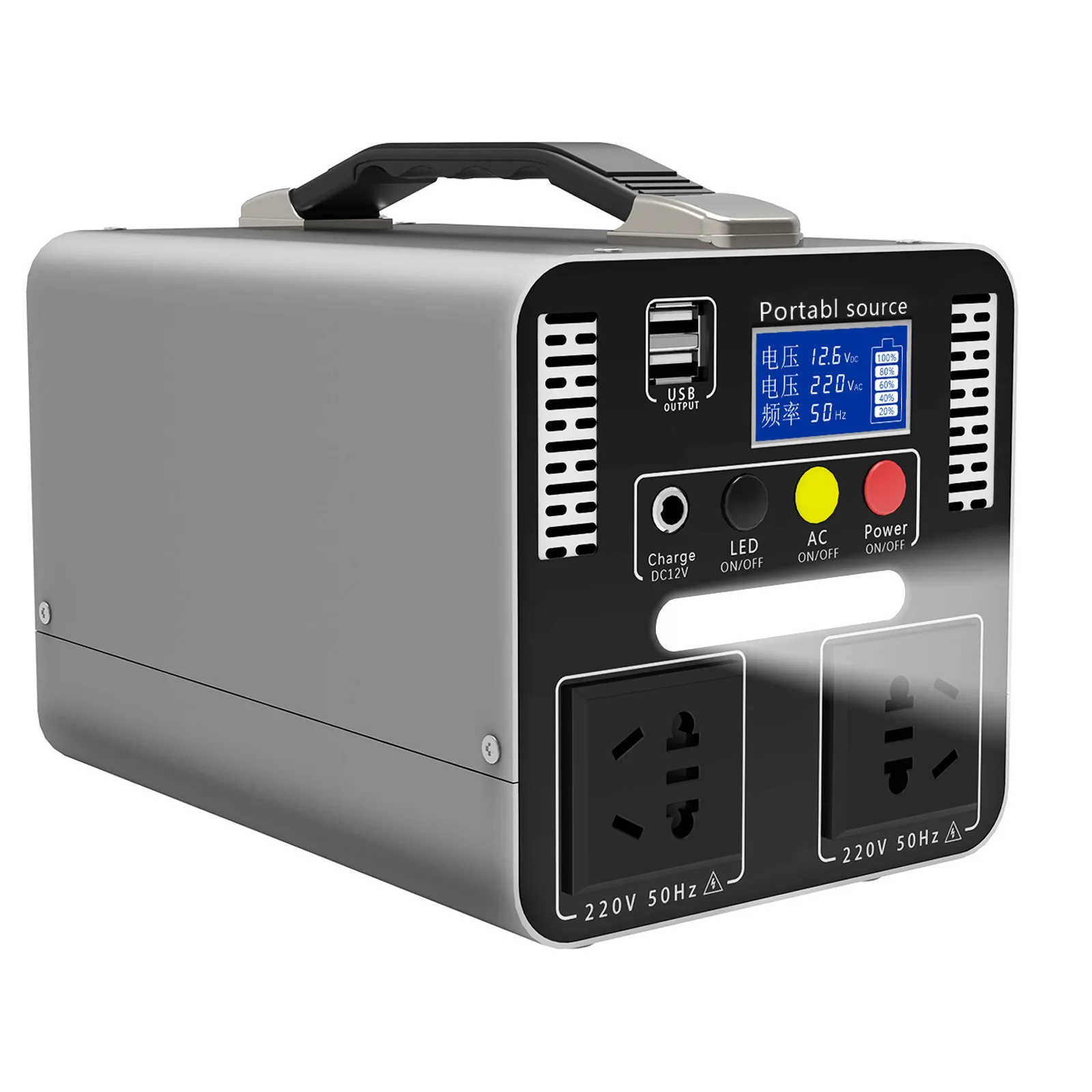 

Мобильный источник питания 220 В, портативный домашний портативный блок питания большой емкости для самостоятельного вождения, кемпинга, прямой трансляции, запасной блок питания