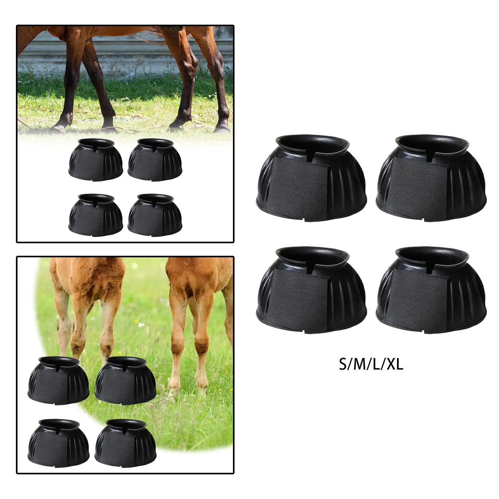 4 Pieces Horse Hoof Boot Protective Cover Adjustable Portable Hoof Protector