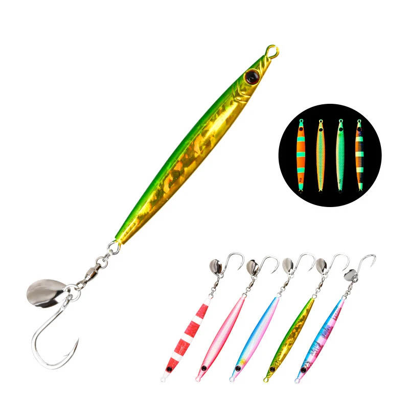

J146 40G 60G 80G Metal Jigging Lure for Saltwater Fishing Small Weight Luminous Sinking Micro Jigbait with Hook