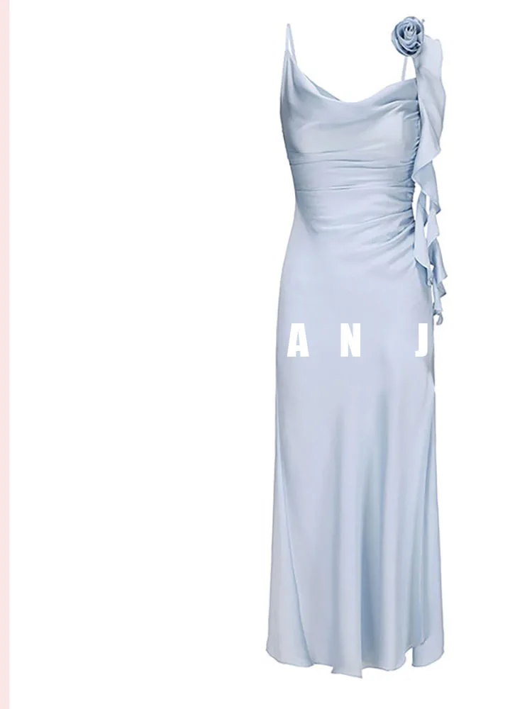 

Chen Duling Ele Long Dr with Rose Lace ter Ne Strap Women's Beautiful Gown Polied Spring Summer Autumn Wear