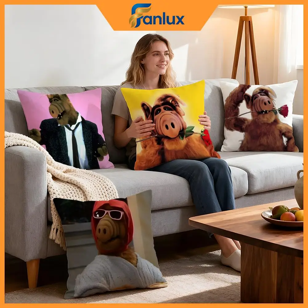 Cartoon ALF Cushion Cover 4Pcs Decorative Covers Soft Cushion Case for Sofa Couch Decor 40x40 45x45 Pillowcases