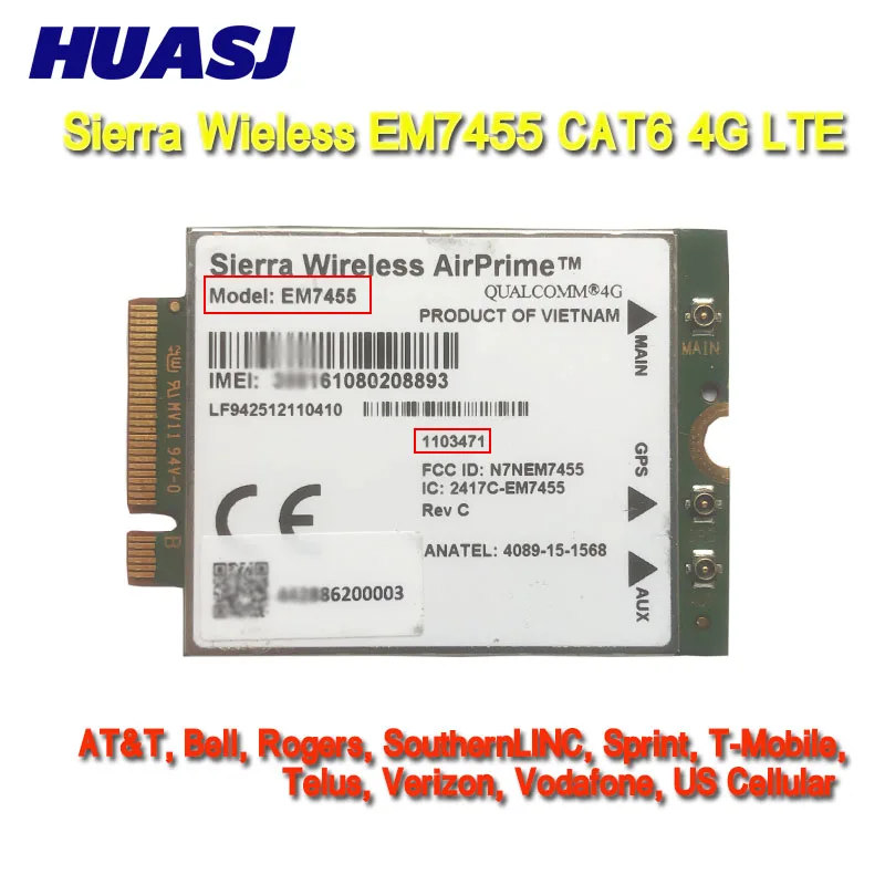 Sierra Wireless AirPrime  EM7455 4G LTE Cat-6 M2 Module 1103471 1103184 FDD/TDD LTE NGFF MODULE