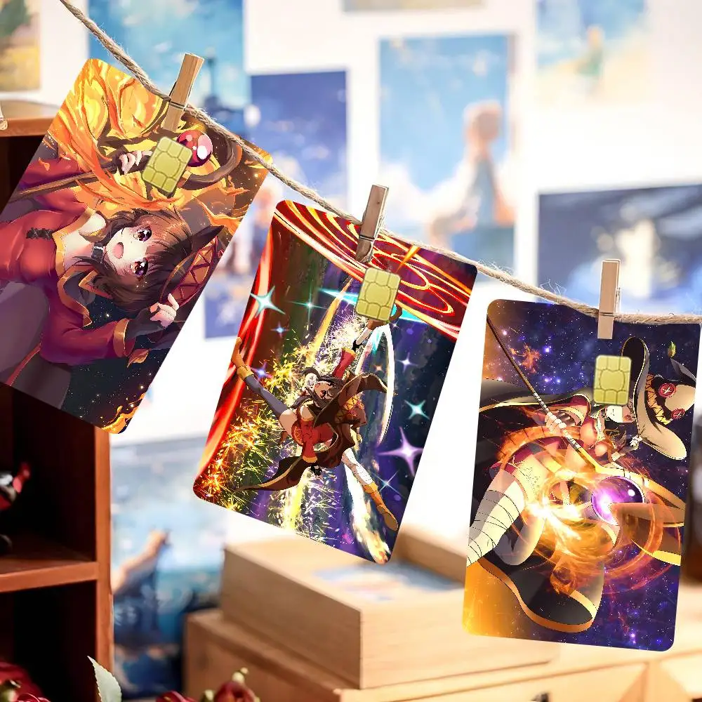 Anime M-Megumin Diy Credit Debit Card Sticker Party Sticker Decoration Waterproof Small Chip Card Skin Sticker