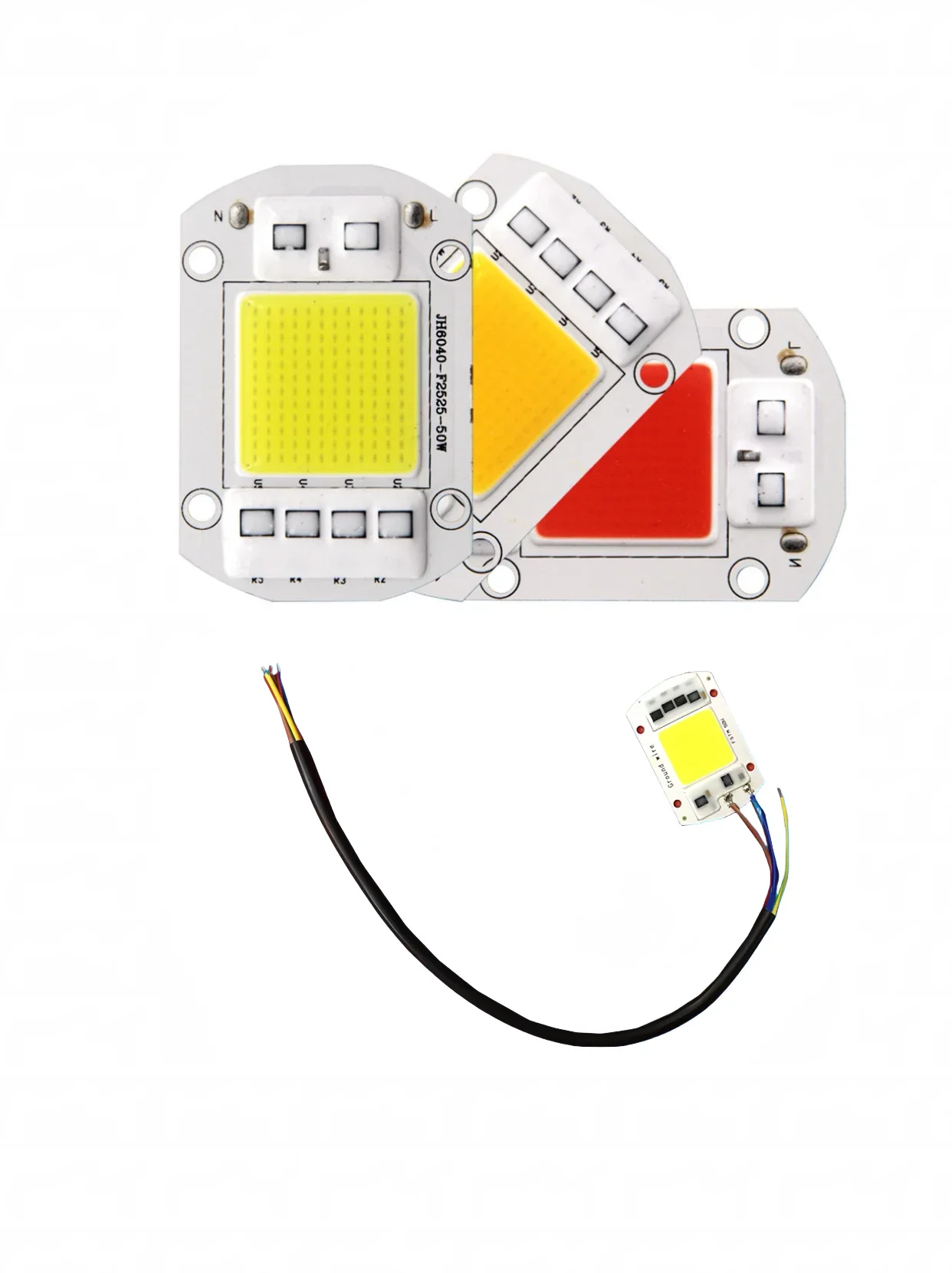 LED 50W 220V Rosso Blu Verde Bianco No Need Driver Chip COB Lampada Sorgente Crescita delle piante Inondazione Lampione Perline Accessori per la luce